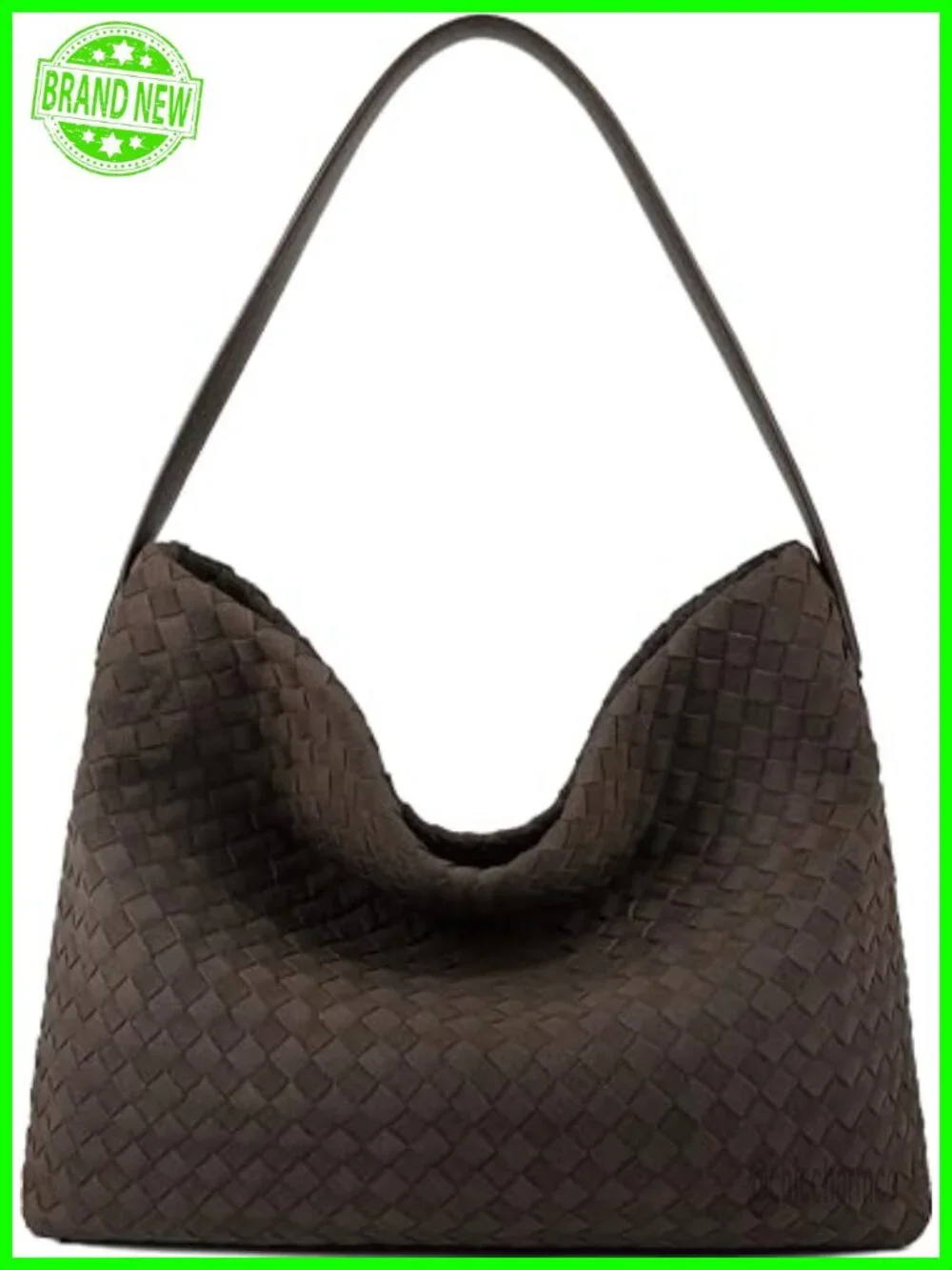 Vegan Leather Suede Woven Hobo Tote Bag with Top Handle Shoulder Strap